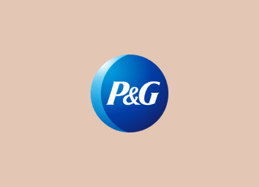 P&G logo against a tan background